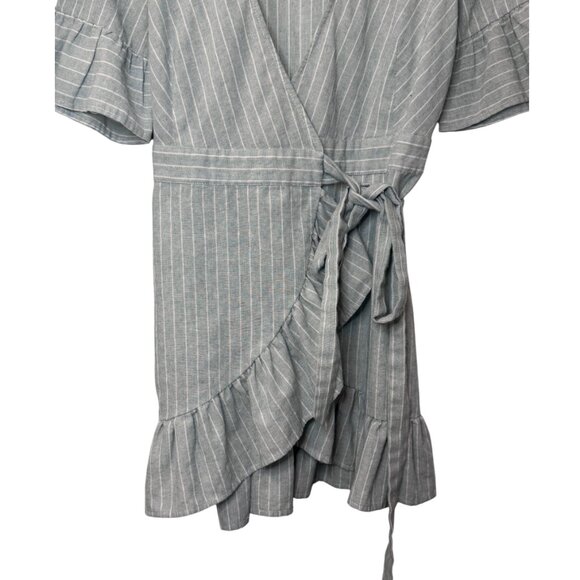 Re:named grey white striped wrap mini dress size S - Picture 7 of 11